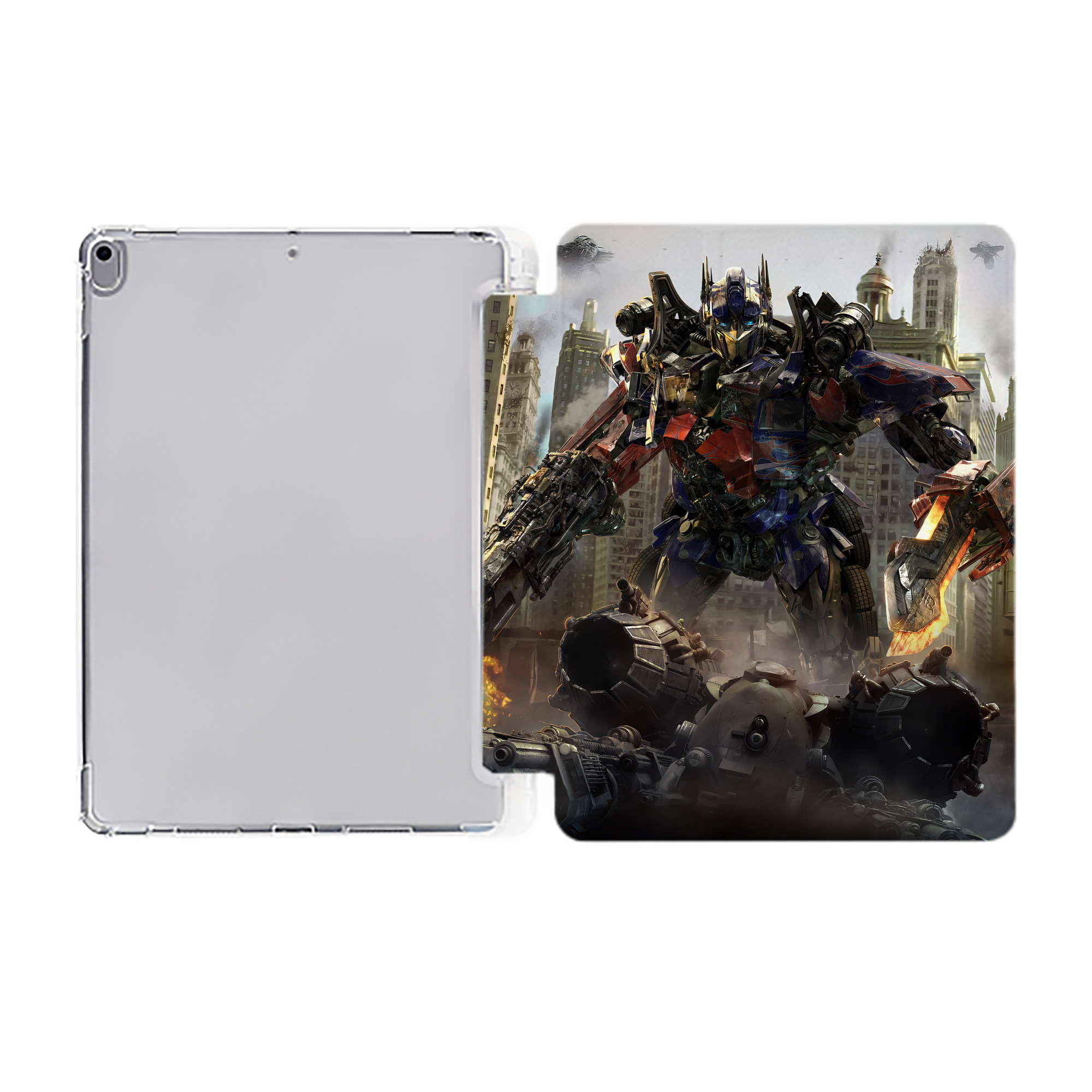 （画像用） Transformers トランスフォーマー IPad ケース ペン収納付き 三つ折りスタンド PUレザー×シリコン 対応機種9.5/10.5/10.9インチ